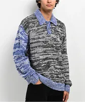 Obey Carter Black & Blue Polo Knit Sweater