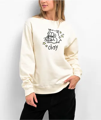 Obey Cat In The Stars Natural Crewneck Sweatshirt 