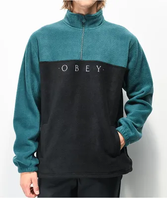 Obey Channel Black & Teal Tech Fleece Sweatshirt