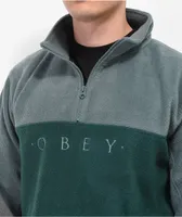 Obey Channel Cedar Green Mock Neck Fleece Sweatshirt