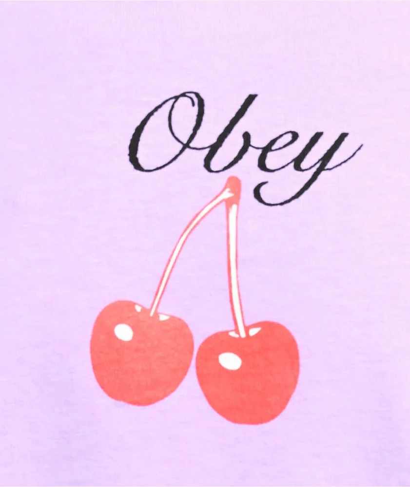 Obey Cherry Script Purple T-Shirt