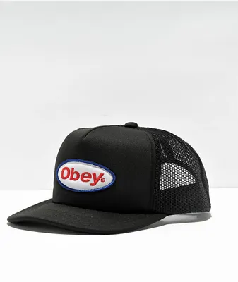 Obey Chisel Black Trucker Hat