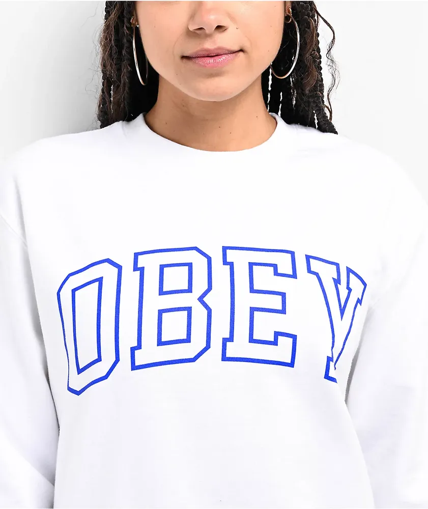 Obey Collegiate White Crewneck Sweatshirt