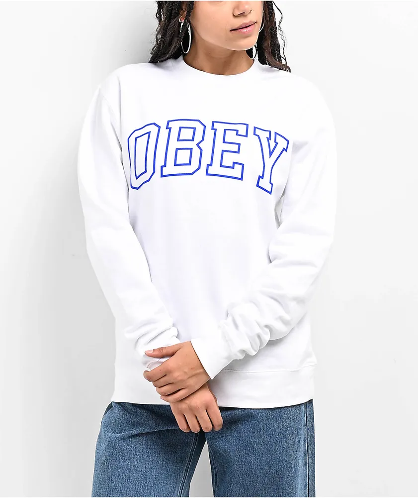 Obey Collegiate White Crewneck Sweatshirt