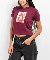 Obey Come Play With Us Red Crop T-Shirt