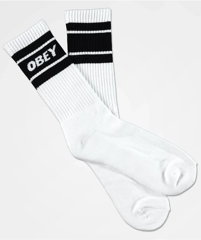 Obey Cooper II White & Black Crew Socks