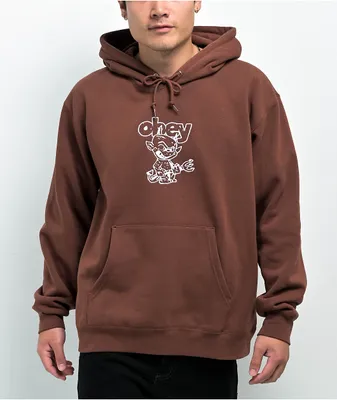 Obey Devil Embroidered Sepia Hoodie 