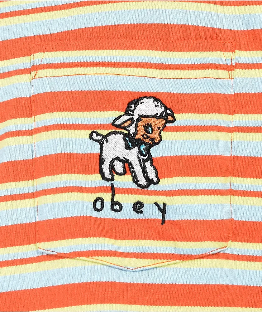 Obey Doe Orange Stripe Pocket T-Shirt