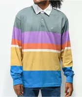 Obey Earl Multi Stripe Long Sleeve Polo Shirt