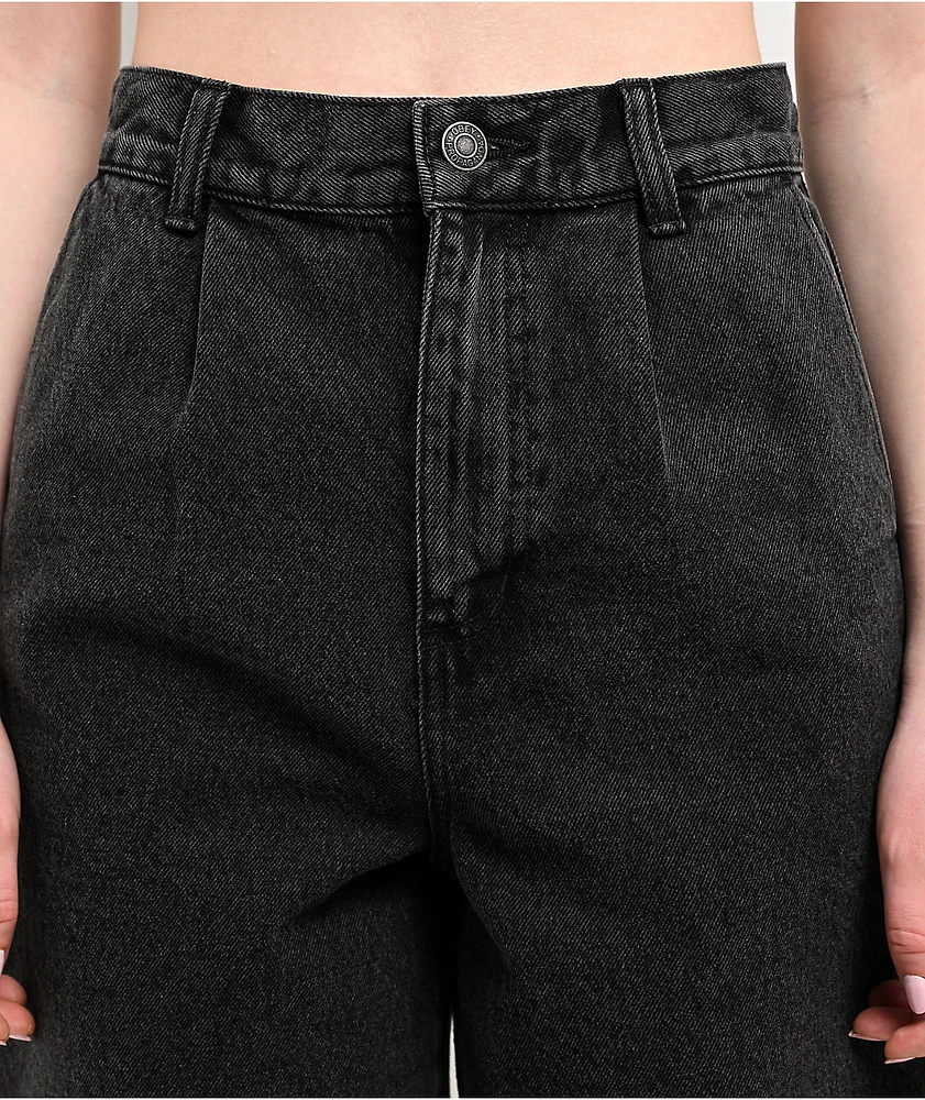 Obey Eli Pleated Black Denim Shorts