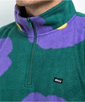 Obey Evens Green & Purple Mock Neck Fleece Sweatshirt