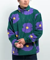 Obey Evens Green & Purple Mock Neck Fleece Sweatshirt