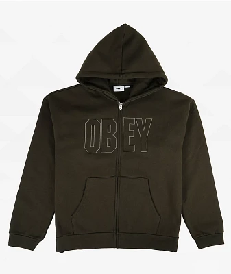 Obey Extra Heavyweight Dark Green Zip Hoodie