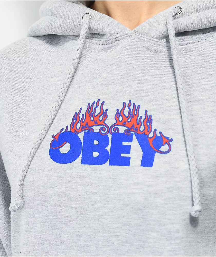 Obey Flames Grey Hoodie