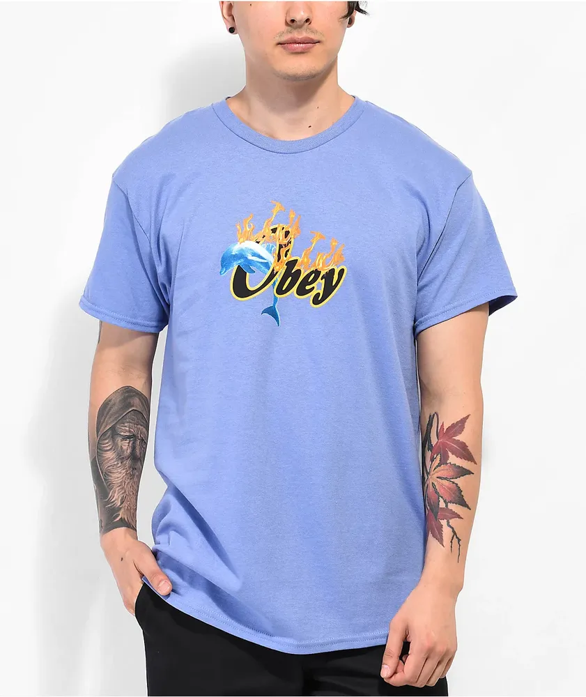Obey Flaming Hoops Lavender T-Shirt