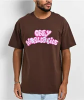 Obey Flutter Globe Brown T-Shirt