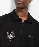 Obey Fora Black Long Sleeve Polo Sweatshirt