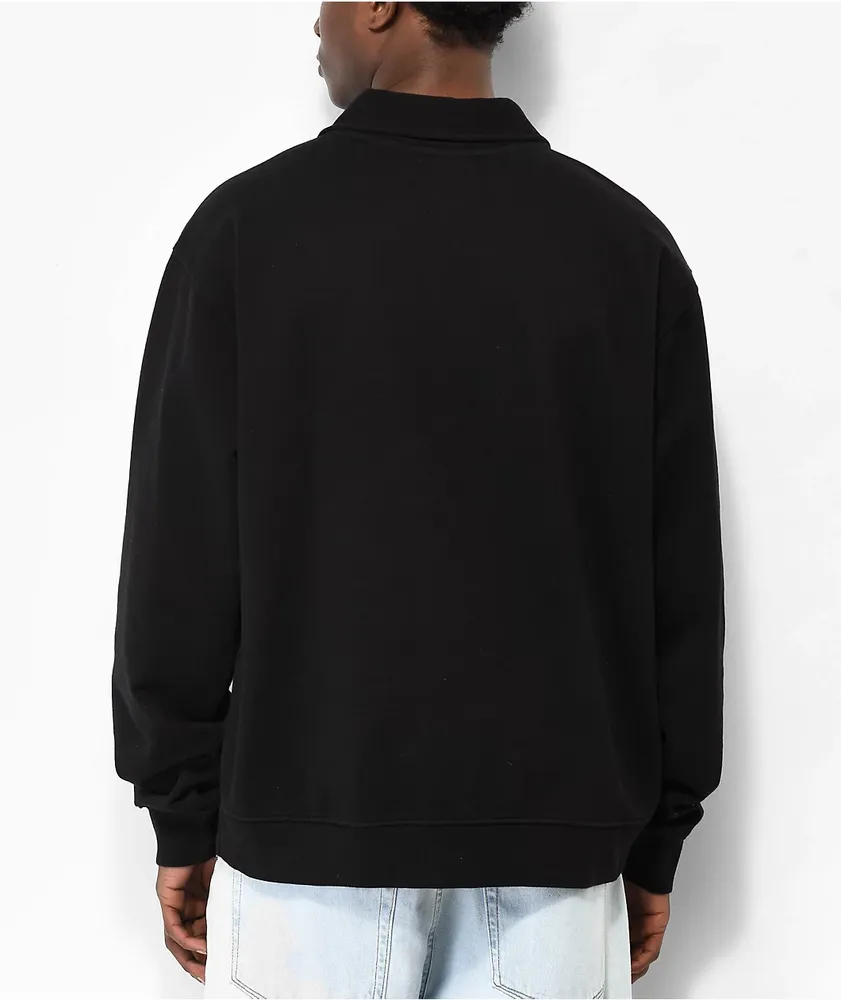 Obey Fora Black Long Sleeve Polo Sweatshirt