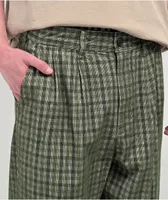 Obey Fubar Pleated Plaid Green Kombu Corduroy Pants