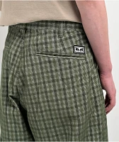 Obey Fubar Pleated Plaid Green Kombu Corduroy Pants