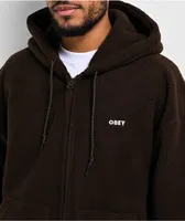 Obey Gaze II Brown Sherpa Zip Hoodie