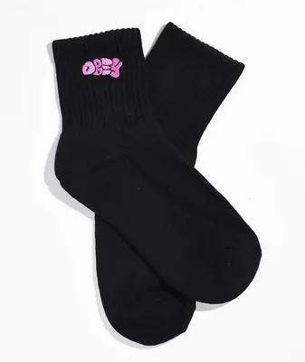 Obey Graffiti Black & Pink Ankle Socks