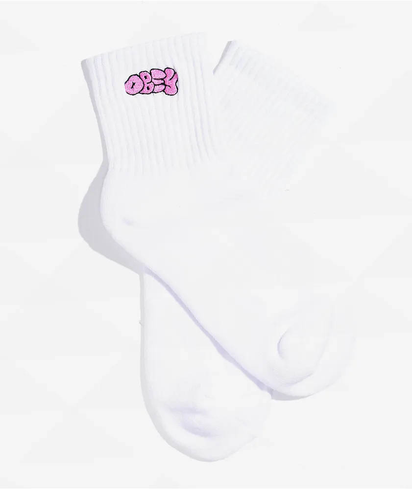 Obey Graffiti White & Pink Ankle Socks