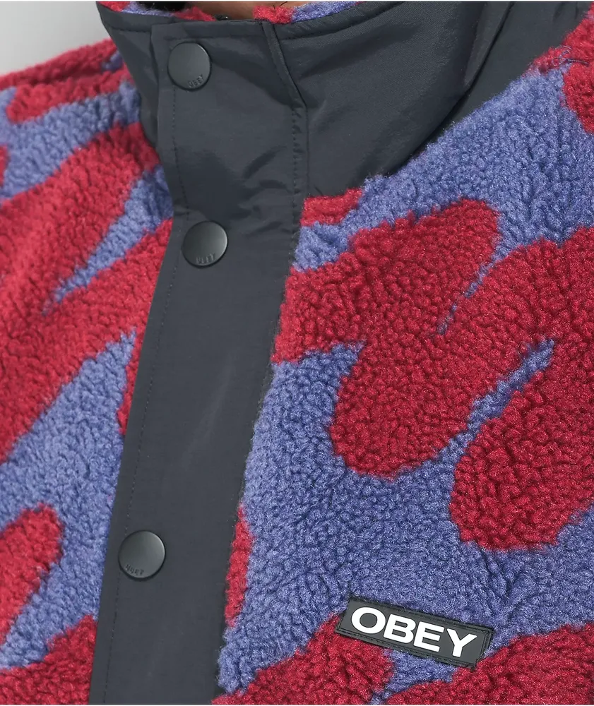 Obey Hense Purple & Red Sherpa Jacket