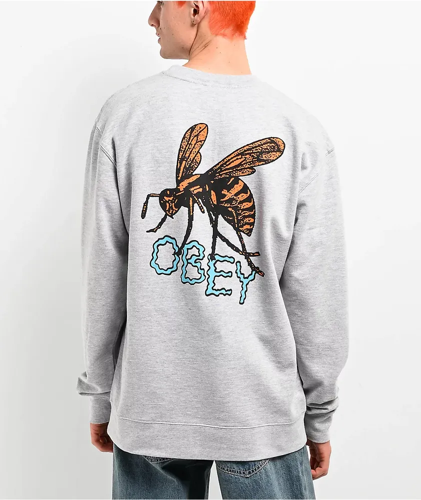 Obey Hornet Grey Crewneck Sweatshirt