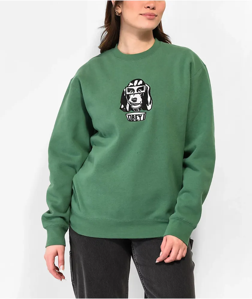 Obey Hound Green Crewneck Sweatshirt