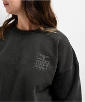 Obey Icon Eyes Pirate Black Pigment Dye Crewneck Sweatshirt