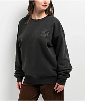 Obey Icon Eyes Pirate Black Pigment Dye Crewneck Sweatshirt