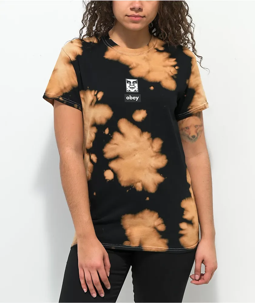 Obey Icon Face Black Bleach Wash T-Shirt