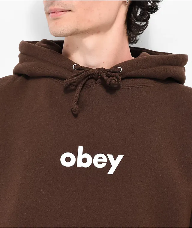 Obey Ribbit Embroidered Brown Hoodie