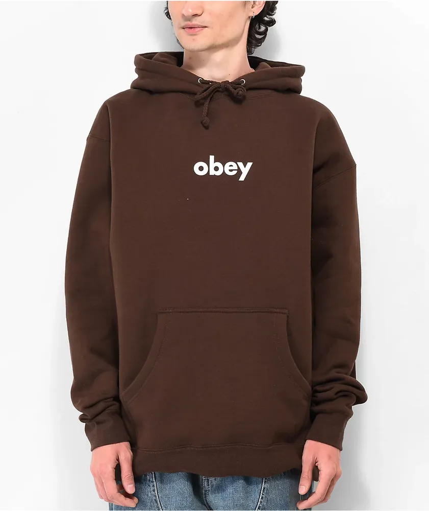 Obey Ribbit Embroidered Brown Hoodie