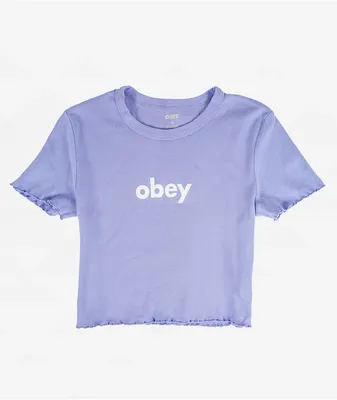 Obey Lower Case Lavender Crop T-Shirt