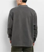 Obey Lowercase Black Pigment Dye Long Sleeve Polo Shirt
