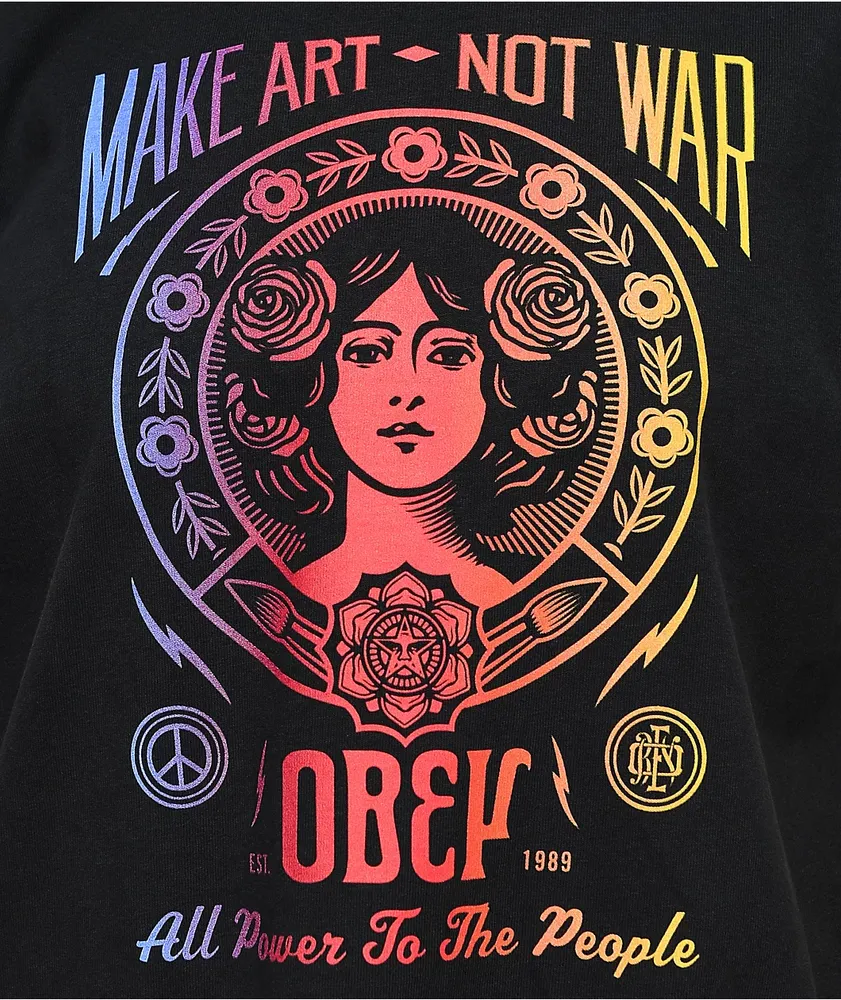 Obey Make Art Not War Boxy Black T-Shirt