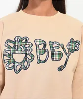 Obey Nana Oat Milk Crop Crewneck Sweatshirt