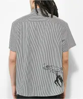 Obey New World Black & White Stripe Short Sleeve Button Up Shirt