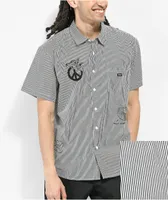 Obey New World Black & White Stripe Short Sleeve Button Up Shirt