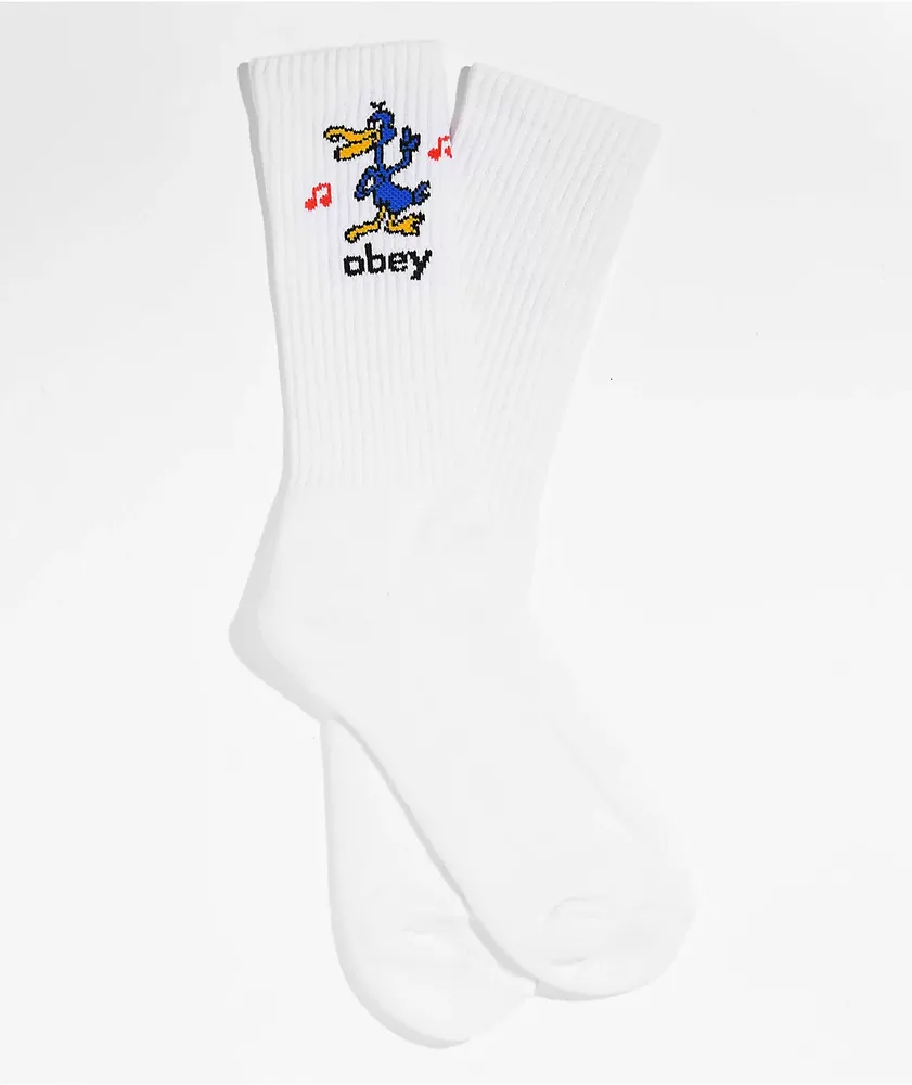 Obey Nomad White Crew Socks