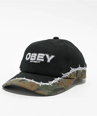 Obey Not Right Black Strapback Hat