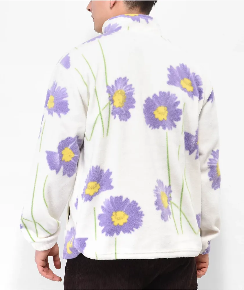 Obey Pollen Cream Mock Neck Fleece Sweatshirt