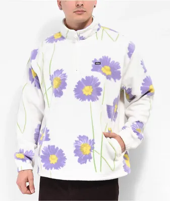 Obey Pollen Cream Mock Neck Fleece Sweatshirt