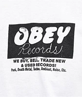 Obey Records Buy Sell Trade White T-Shirt