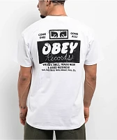 Obey Records Buy Sell Trade White T-Shirt