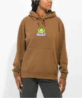 Obey Ribbit Embroidered Brown Hoodie