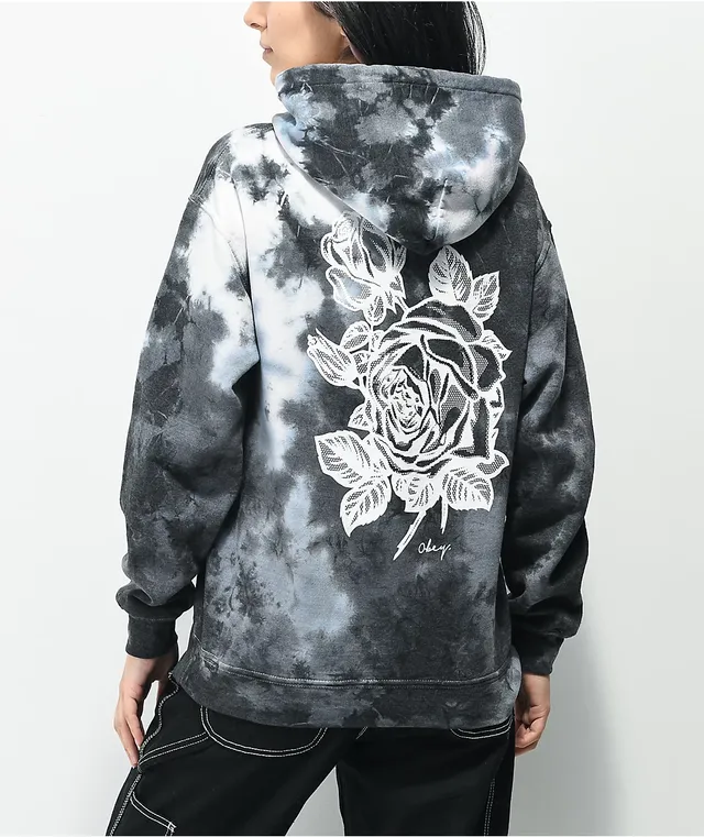 Graphic  MELODIE Womens Reasons Rose Black Tie Dye Hoodie Black