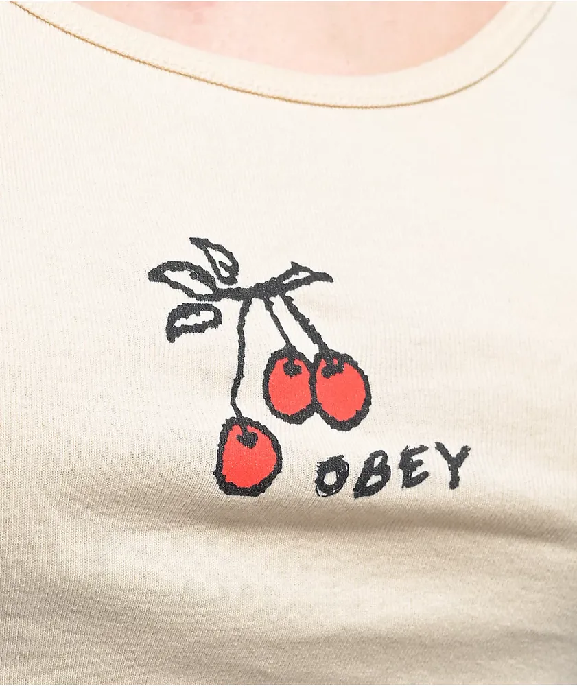 Obey Scatch N Sniff White Crop Tank Top